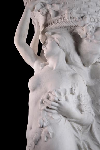 Alphonse MONCEL de PERRIN (1866-1930) - « Les trois Grâces », Importantes sculptures de jardin en marbre de Carrare -12