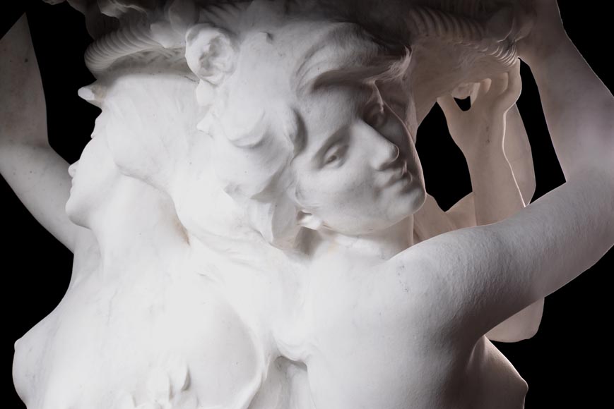 Alphonse MONCEL de PERRIN (1866-1930) - « Les trois Grâces », Importantes sculptures de jardin en marbre de Carrare -14