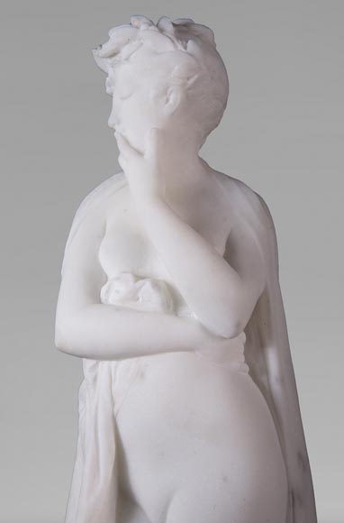 Albert CARRIER-BELLEUSE (1824-1887) - Jeune femme à l'antique en marbre statuaire-4