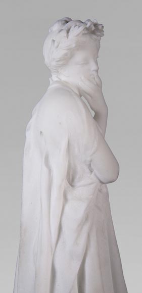 Albert CARRIER-BELLEUSE (1824-1887) - Jeune femme à l'antique en marbre statuaire-5