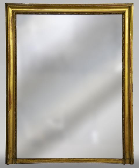 Trumeau ancien doré de style Louis XVI perlé-0