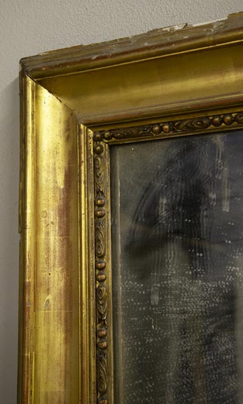 Trumeau ancien doré de style Louis XVI perlé-2