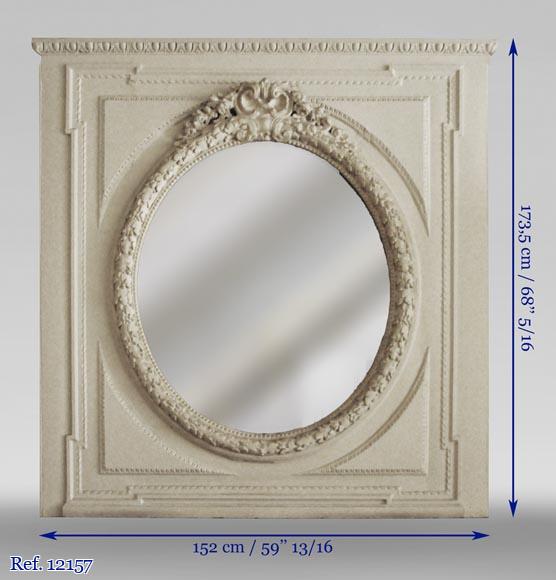Trumeau ancien de style Louis XVI au miroir ovale-5