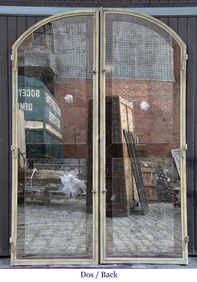 Paire de portes double-face en fer forgé et fond de miroir-10