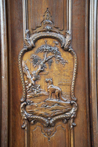 Important ensemble de panneaux de boiserie en chêne sculpté fin du XIXe siècle-12