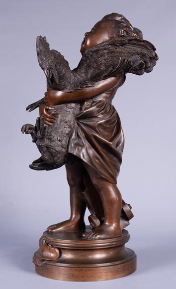 Adriano CECIONI (1836-1886) - L'Enfant au coq, sujet en bronze à patine brune-2