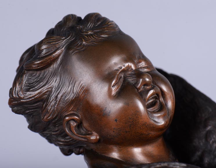 Adriano CECIONI (1836-1886) - L'Enfant au coq, sujet en bronze à patine brune-5