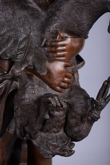 Adriano CECIONI (1836-1886) - L'Enfant au coq, sujet en bronze à patine brune-6