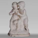 Guglielmo PUGI (1850-1915) - Sculpture en albâtre aux enfants amoureux