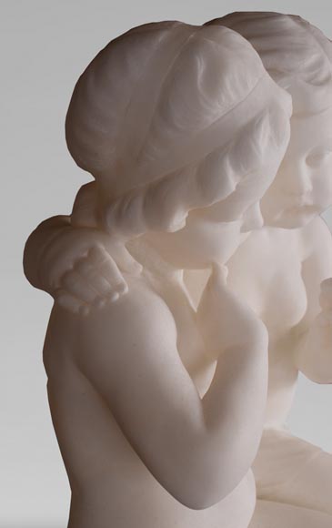 Guglielmo PUGI (1850-1915) - Sculpture en albâtre aux enfants amoureux-4