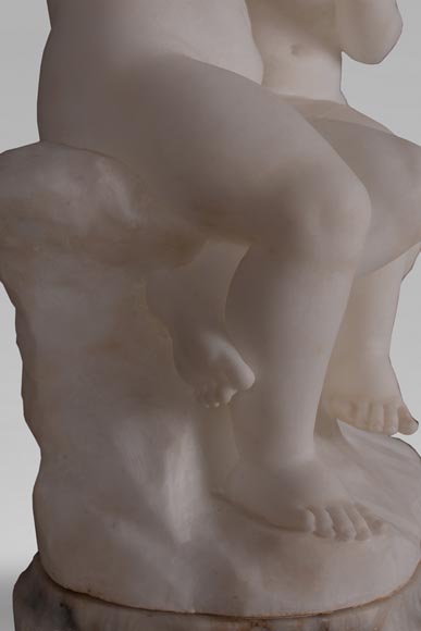 Guglielmo PUGI (1850-1915) - Sculpture en albâtre aux enfants amoureux-5