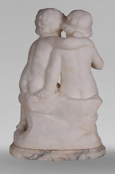 Guglielmo PUGI (1850-1915) - Sculpture en albâtre aux enfants amoureux-7