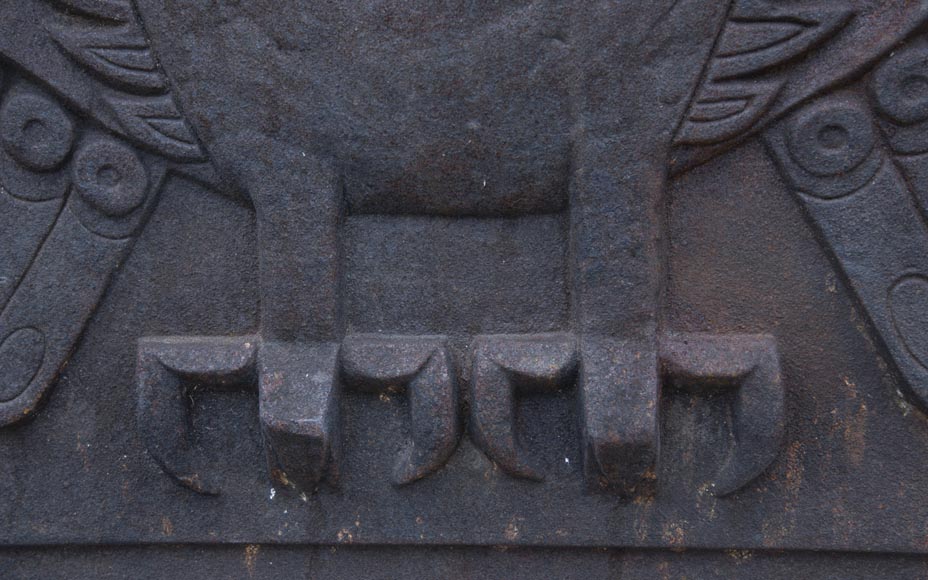Plaque de cheminée de style Art déco signée Lucas représentant un hibou-4