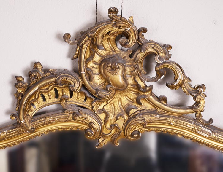 Trumeau ancien de style Louis XV en bois doré-1