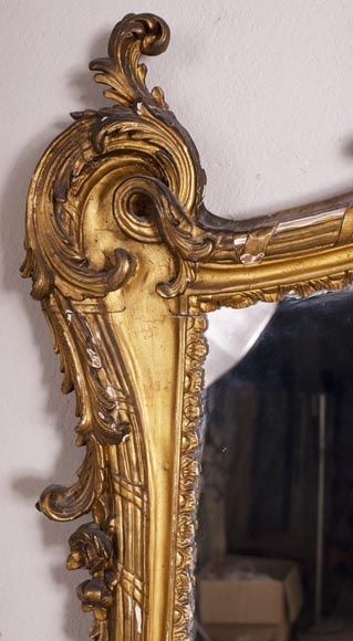 Trumeau ancien de style Louis XV en bois doré-2