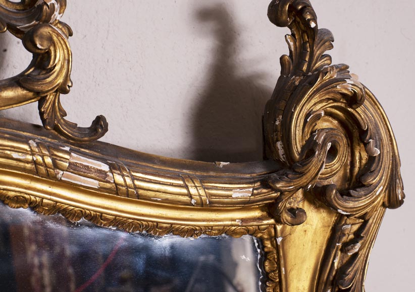 Trumeau ancien de style Louis XV en bois doré-4