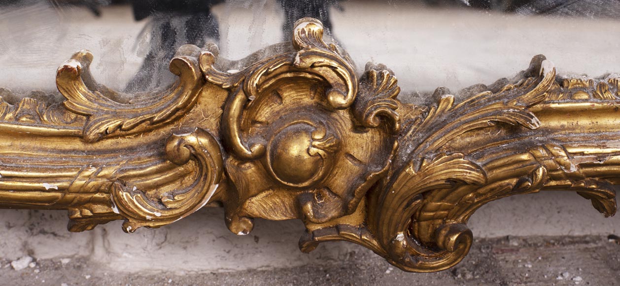 Trumeau ancien de style Louis XV en bois doré-6