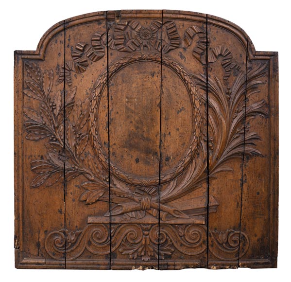 Matrice de plaque de cheminée en noyer d'époque Louis XVI-0