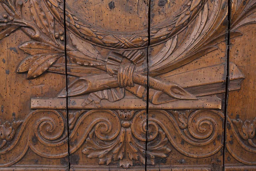 Matrice de plaque de cheminée en noyer d'époque Louis XVI-5