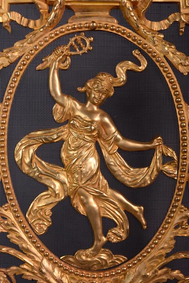 Pare étincelle Napoléon III en bronze doré à la danseuse-3