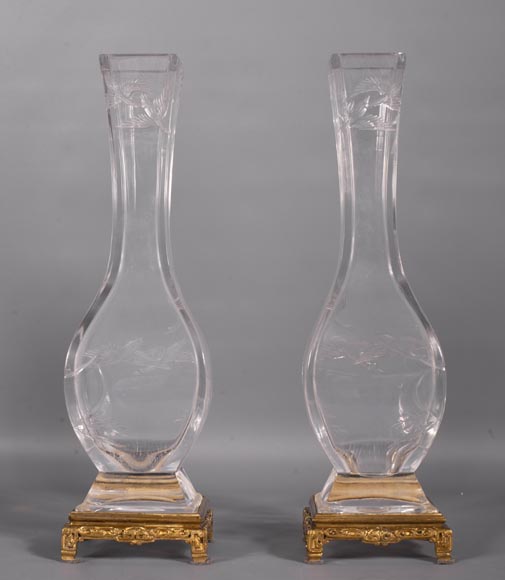 Paire de vases en cristal de Baccarat à décor japonisant-5