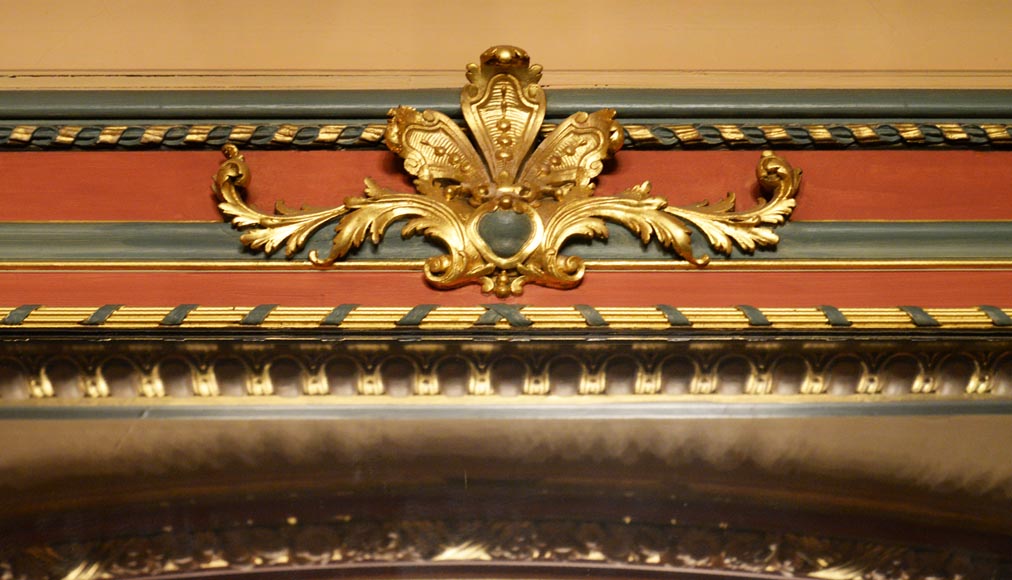 Trumeau ancien de style Louis XVI peinture dorée - Glaces, miroirs et  trumeaux