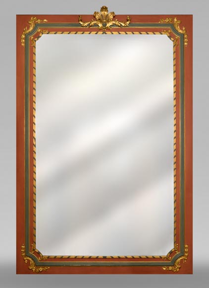 Trumeau ancien de style Louis XVI en bois polychrome et doré-0