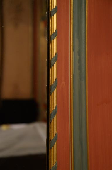 Trumeau ancien de style Louis XVI en bois polychrome et doré-4