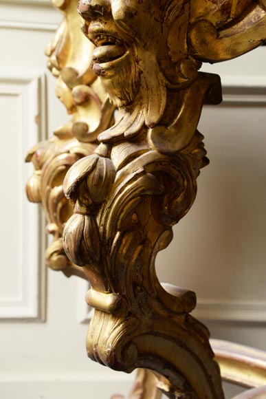 Console en bois doré de style Louis XVI plateau en marbre de Carrare-4