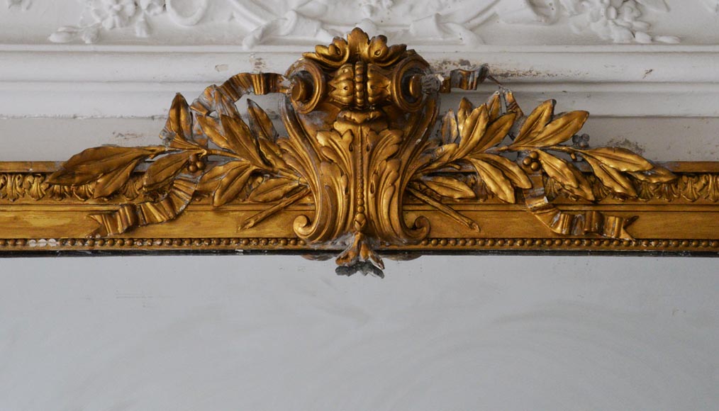 Trumeau ancien de style Louis XVI peinture dorée-1