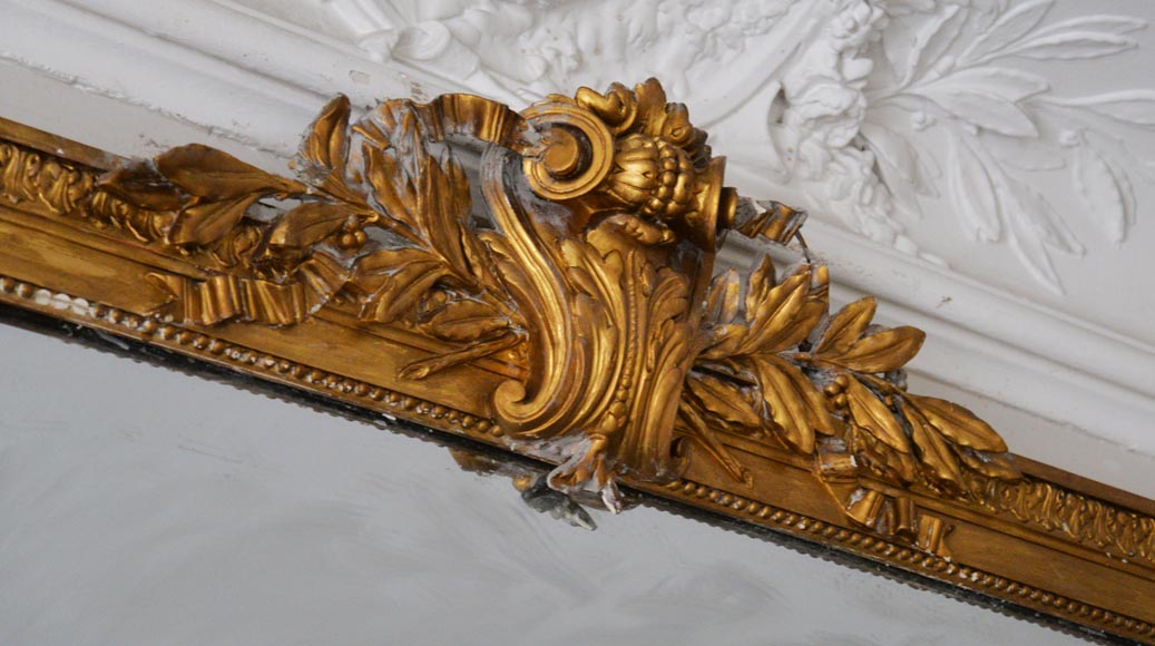 Trumeau ancien de style Louis XVI peinture dorée-2