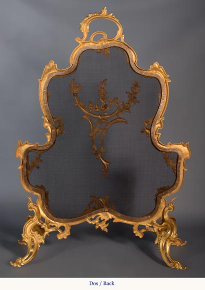 Pare-étincelle de style Louis XV avec un décor de torche - Pare étincelle  et écrans