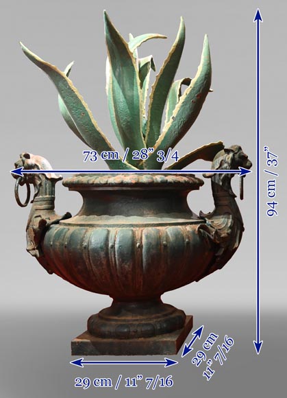 Paire de vase en fonte aux cactus-9