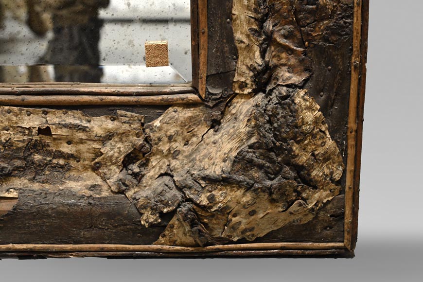 Miroir rectangulaire à cadre en bois de chêne brut-3