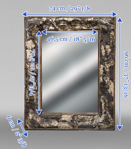 Miroir rectangulaire à cadre en bois de chêne brut-7