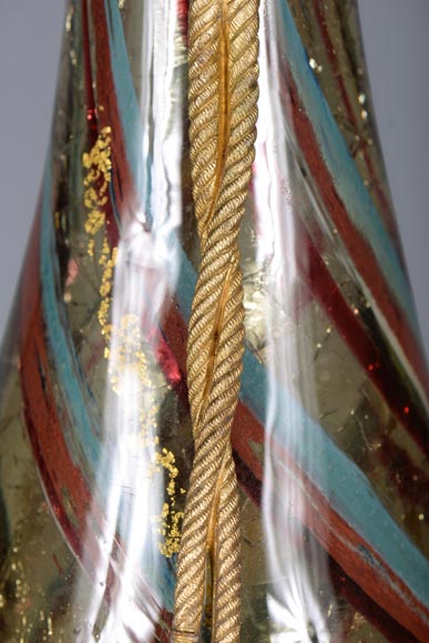 Ernest LEVEILLE - Exceptionnel vase en verre craquelé à décor intercalaire polychrome et doré sur monture en bronze doré, vers 1890-8