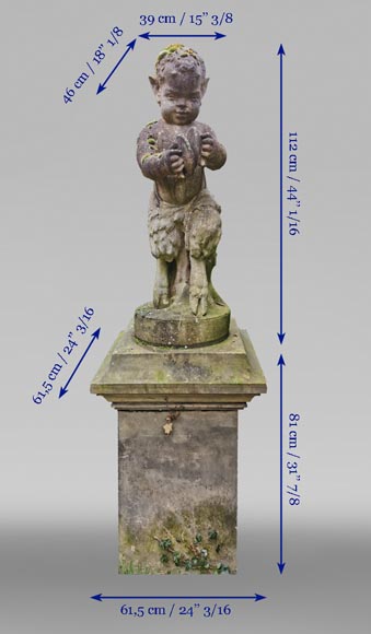 Statue d'un jeune faune musicien en pierre composite, début du XXe siècle-10