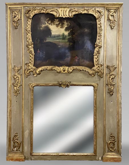 Trumeau d'époque Louis XV au paysage peint-0