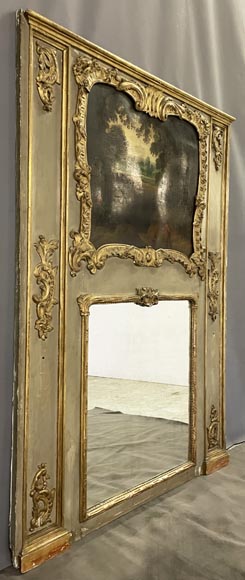 Trumeau d'époque Louis XV au paysage peint-1