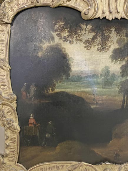 Trumeau d'époque Louis XV au paysage peint-7