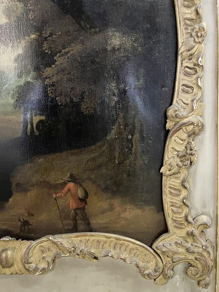 Trumeau d'époque Louis XV au paysage peint-8