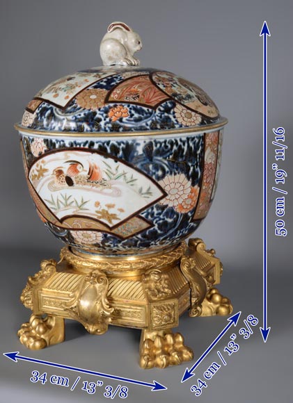 Pot couvert en porcelaine d'Imari sur monture Napoléon III bronze doré, XIXe siècle-12