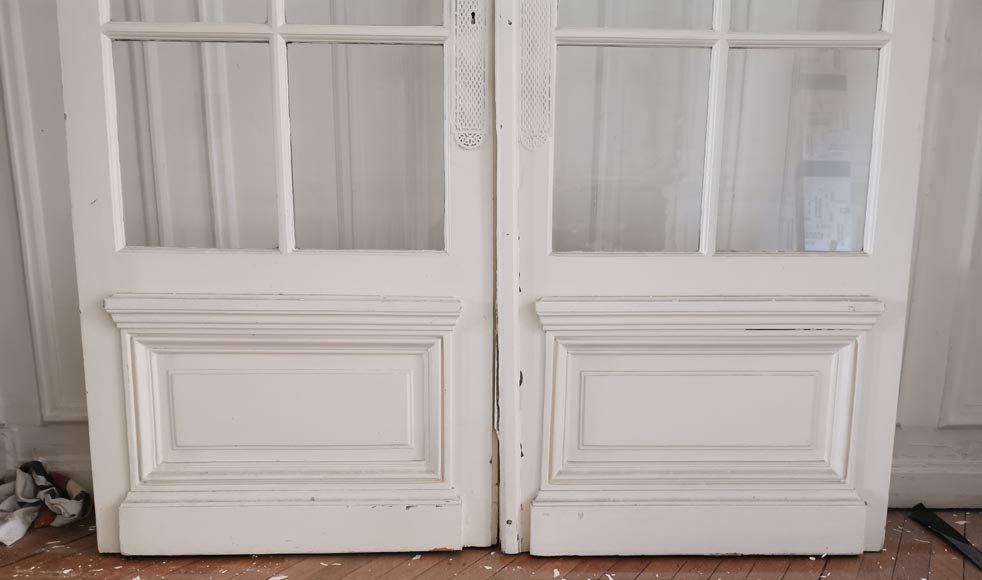 Double porte en bois à carreaux vitrés-4