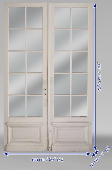 Double porte en bois à carreaux vitrés-5