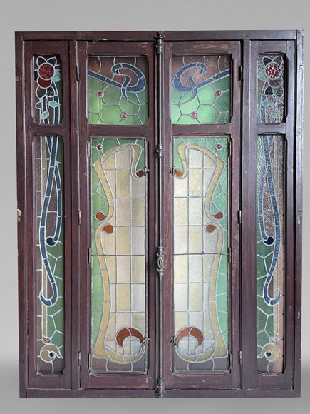 Fenêtre en vitrail Art Nouveau, début du XXe siècle-0