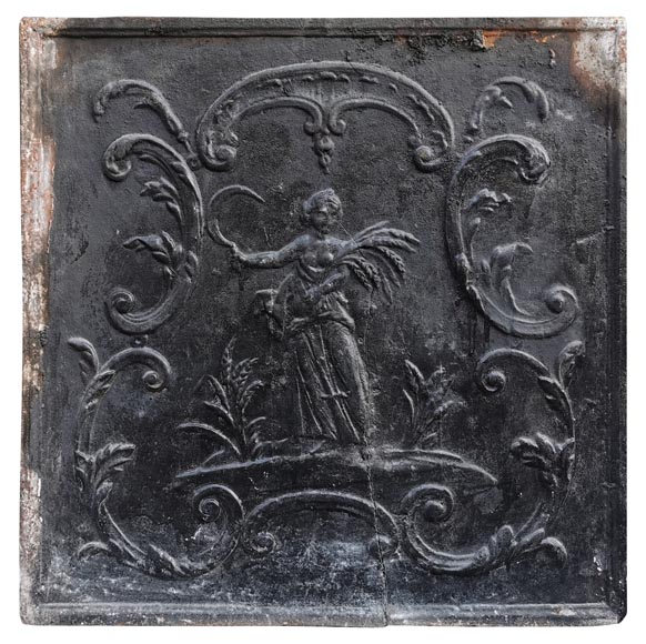 Plaque de cheminée représentant Cérès, déesse de l'agriculture-0
