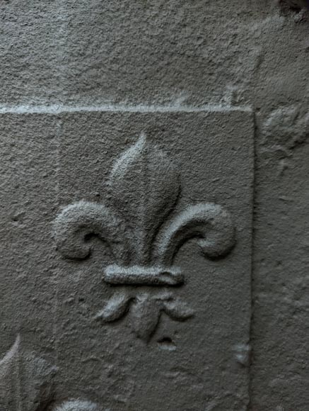 Petite plaque de cheminée d'époque Louis XIV aux armes de France-3