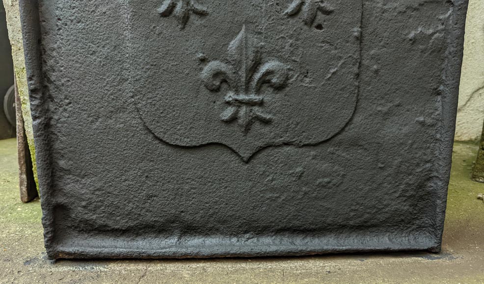 Petite plaque de cheminée d'époque Louis XIV aux armes de France-4
