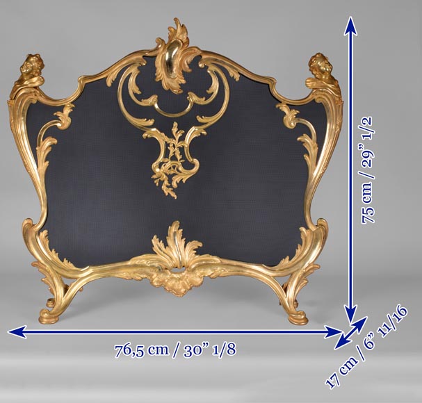 BOUHON Frères (attr. à), Pare-étincelles en bronze doré orné d’espagnolettes, fin du XIXe siècle-10