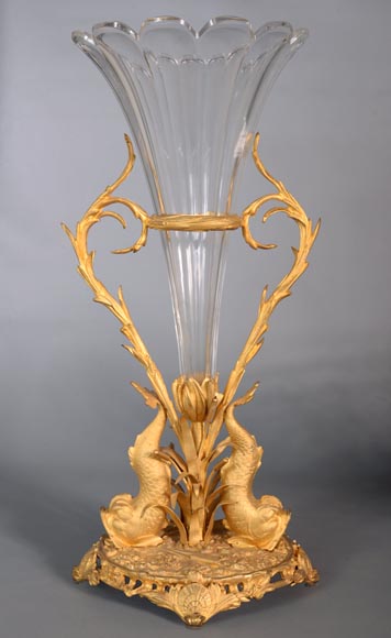 CRISTALLERIE DE CLICHY (attribuée à), Garniture en cristal et bronze doré, deuxième moitié du XIXe siècle-1
